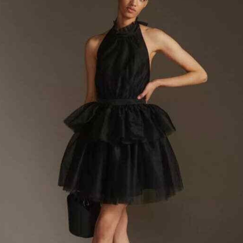 Anthropologie Elegant Black Tiered Dress